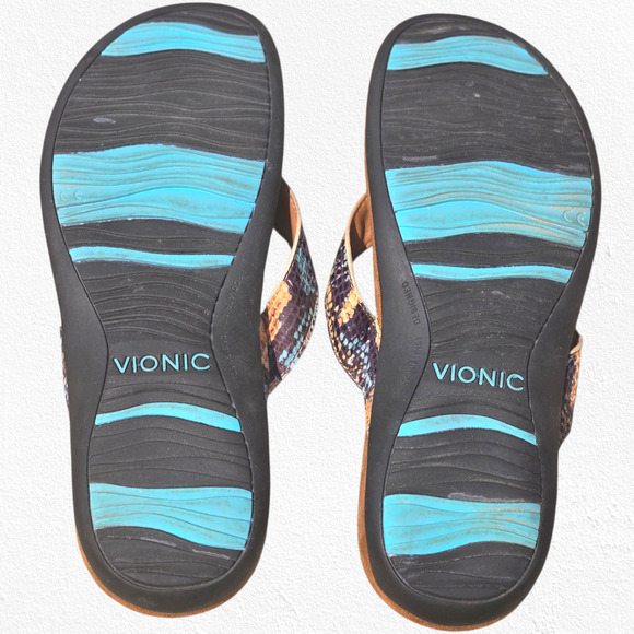 Vionic Snake Print Flip Flop Sandals Size 7 US Orthotic Arch Support Comfort - Picture 11 of 11